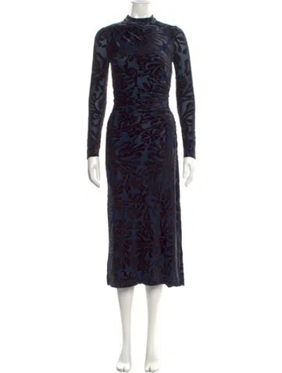 Pre-owned Sea New York Printed Long Dress In Blue