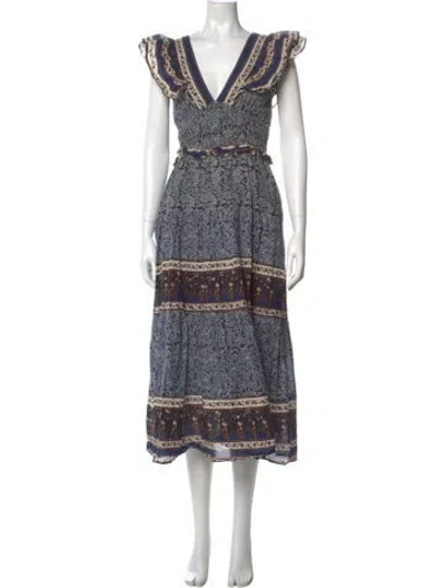 Pre-owned Sea New York Printed Long Dress In Blue