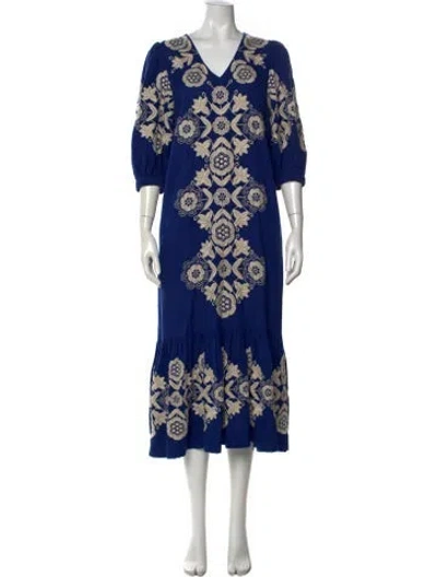 Pre-owned Sea New York Printed Long Dress In Blue