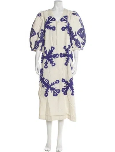 Pre-owned Sea New York Printed Long Dress In Neutral