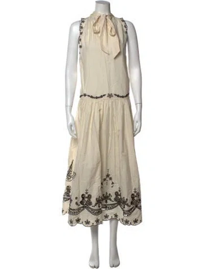 Pre-owned Sea New York Printed Long Dress In Neutrals
