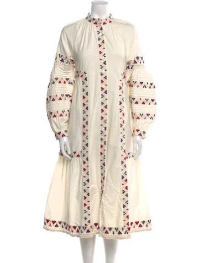 Pre-owned Sea New York Printed Midi Length Dress In White