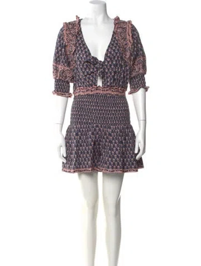 Pre-owned Sea New York Printed V-neck Romper In Blue