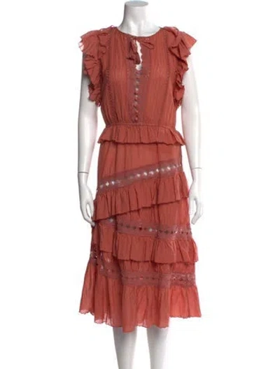 Pre-owned Sea New York Scoop Neck Midi Length Dress In Red