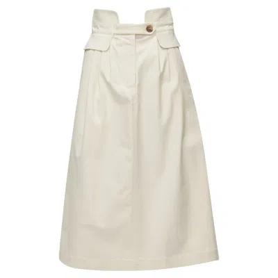 Sea New York Sea York Cotton Peplum Pocket P Belt Waist A-line Skirt In White