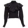Sea New York Sea York Merino Wool Alpaca Victorian Ruffle Crop Sweater In Black