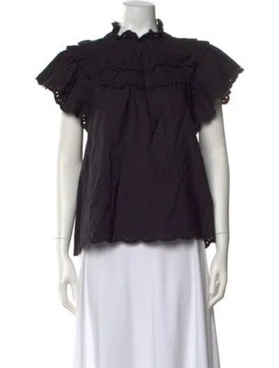 Pre-owned Sea New York Short Sleeve Blouse In Black