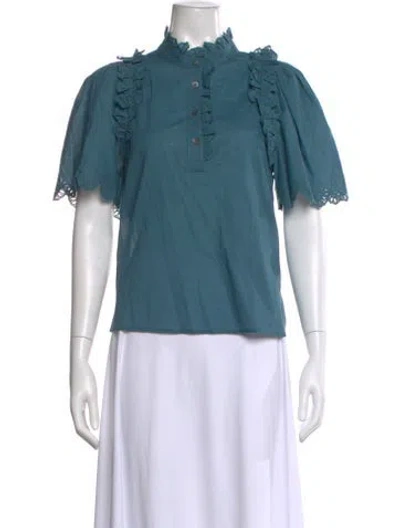 Pre-owned Sea New York Short Sleeve Blouse In Blue