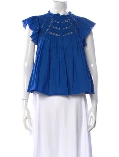 Pre-owned Sea New York Short Sleeve Blouse In Blue