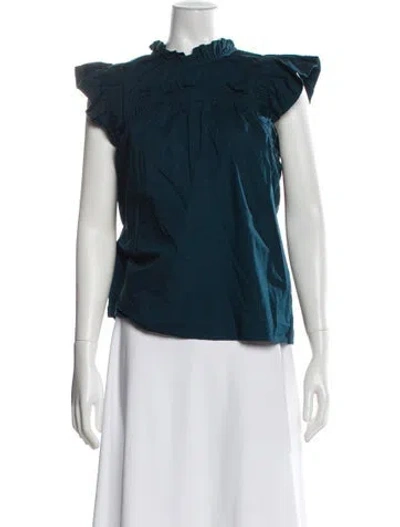 Pre-owned Sea New York Short Sleeve Blouse In Blue