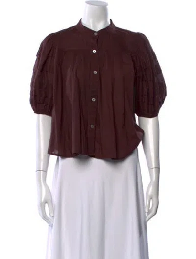 Pre-owned Sea New York Short Sleeve Blouse In Burgundy
