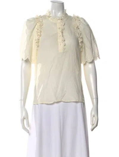 Pre-owned Sea New York Short Sleeve Blouse In Neutral