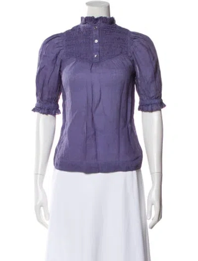 Pre-owned Sea New York Short Sleeve Blouse In Purple
