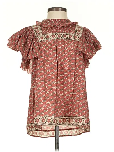 Pre-owned Sea New York Short Sleeve Blouse In Red