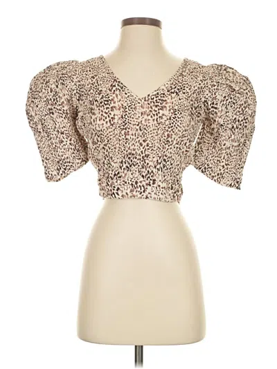 Pre-owned Sea New York Short Sleeve Blouse In Tan