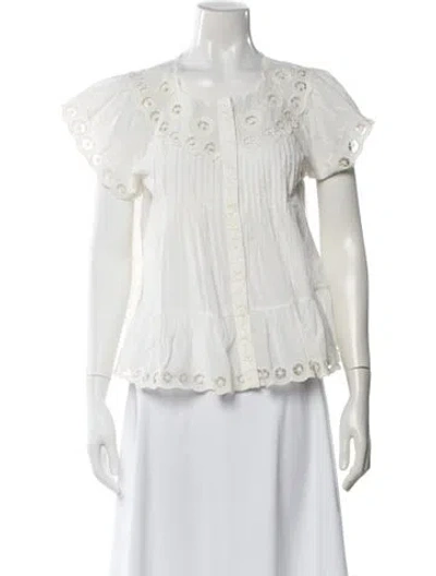 Pre-owned Sea New York Short Sleeve Blouse In White