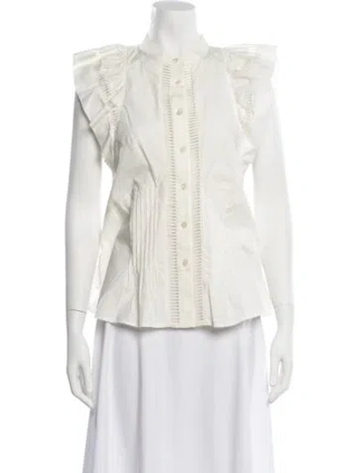 Pre-owned Sea New York Short Sleeve Blouse In White