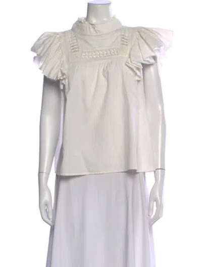 Pre-owned Sea New York Short Sleeve Blouse In White