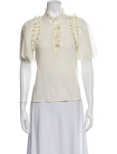 Pre-owned Sea New York Short Sleeve Blouse In White