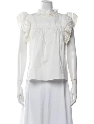 Pre-owned Sea New York Short Sleeve Blouse In White