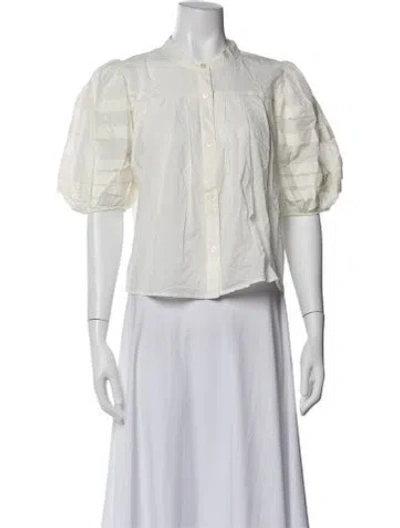Pre-owned Sea New York Short Sleeve Blouse In White
