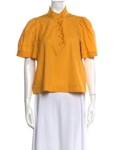 Pre-owned Sea New York Short Sleeve Blouse In Yellow