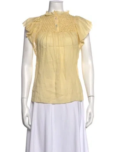 Pre-owned Sea New York Short Sleeve Blouse In Yellow