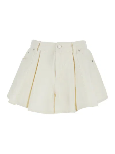 Sea New York Shorts Stasia Denim Jean White With Front Pockets And Denim Details For Women In Gold