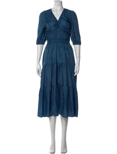 Pre-owned Sea New York Silk Midi Length Dress In Blue