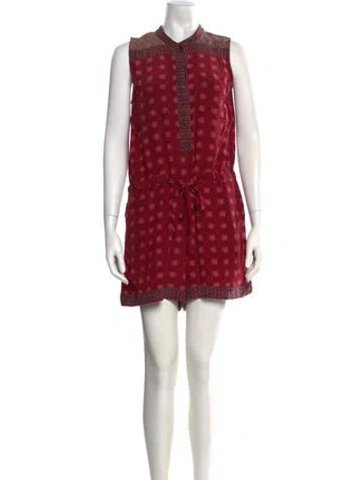 Pre-owned Sea New York Silk Patterned Romper In Burgundy
