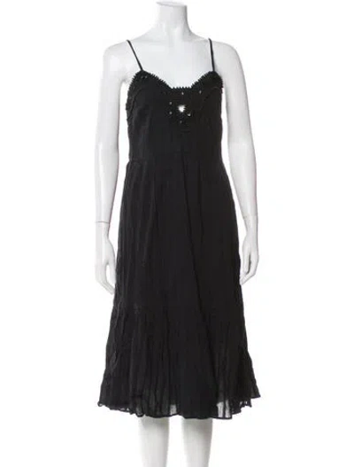Pre-owned Sea New York Square Neckline Midi Length Dress In Black