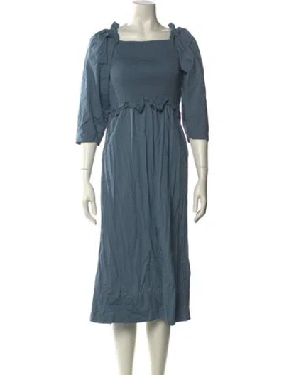 Pre-owned Sea New York Square Neckline Midi Length Dress In Blue