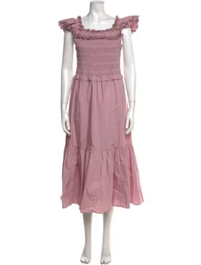 Pre-owned Sea New York Square Neckline Midi Length Dress In Pink