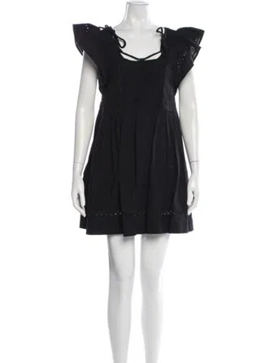 Pre-owned Sea New York Square Neckline Mini Dress In Black
