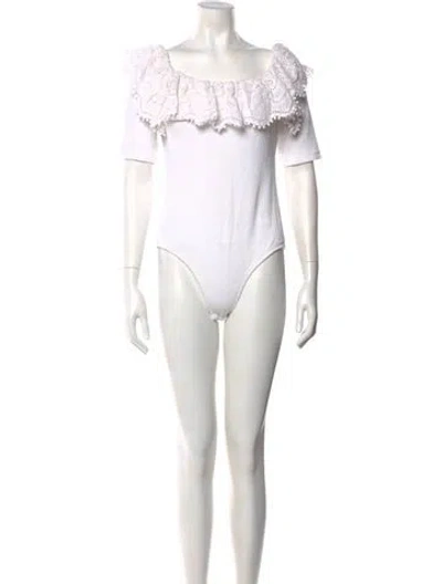 Pre-owned Sea New York Square Neckline Short Sleeve Bodysuit In Neutral