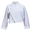 Sea New York Striped Blouse With Buckle In Light Blue Cotton In Blue