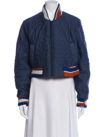 Pre-owned Sea New York Striped Bomber Jacket In Blue