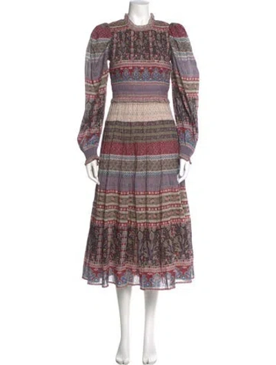 Pre-owned Sea New York Striped Long Dress In Purple