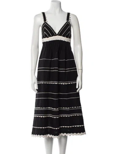 Pre-owned Sea New York Striped Midi Length Dress In Black