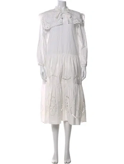 Pre-owned Sea New York Striped Midi Length Dress In White