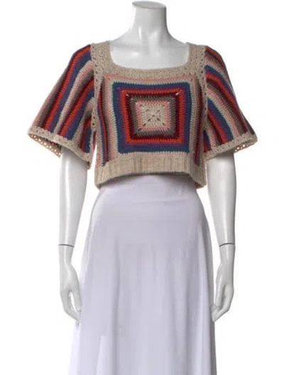 Pre-owned Sea New York Striped Square Neckline Sweater In Neutral