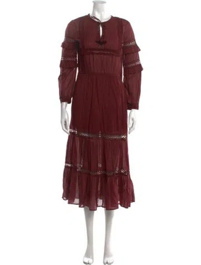 Pre-owned Sea New York Tie Neck Long Dress In Brown