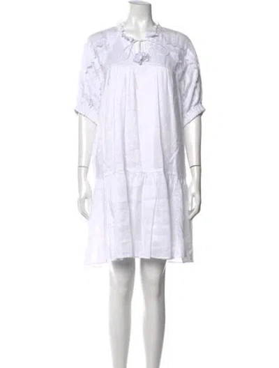 Pre-owned Sea New York Tie Neck Mini Dress In White
