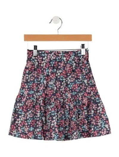 Pre-owned Sea New York Babies' Toddler Girls' Ruffled Floral Pattern Skirt In Purple