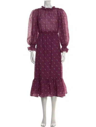 Pre-owned Sea New York Virgin Wool Midi Length Dress In Purple