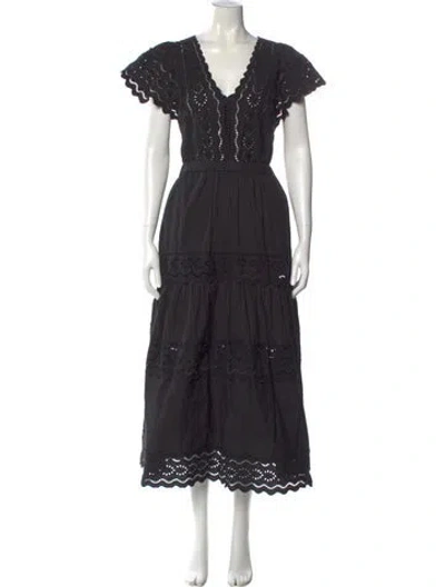Pre-owned Sea New York V-neck Long Dress In Black