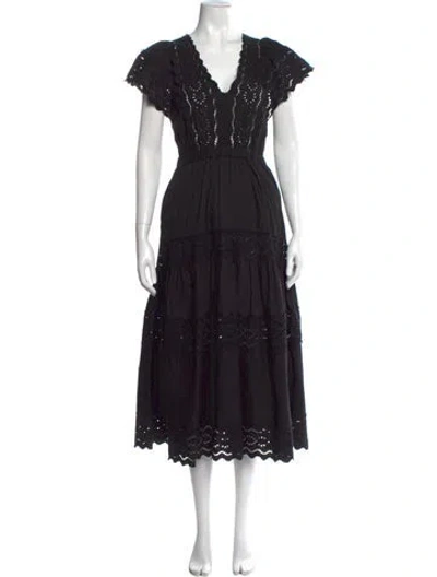 Pre-owned Sea New York V-neck Long Dress In Black