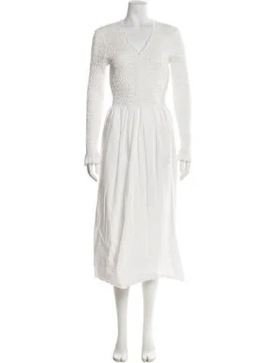 Pre-owned Sea New York V-neck Long Dress In White