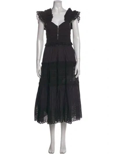 Pre-owned Sea New York V-neck Midi Length Dress In Black