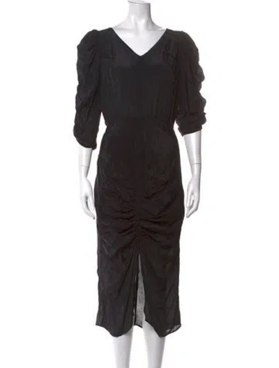 Pre-owned Sea New York V-neck Midi Length Dress In Black